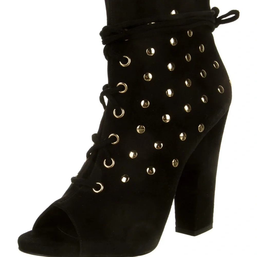 Giuseppe Zanotti Black Suede Alien Peep Toe Booties